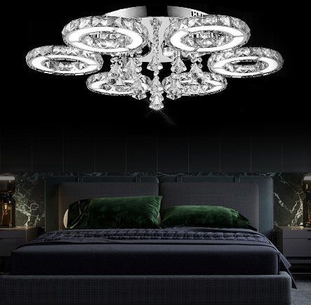 Plafonnier LED en cristal - Intensité variable - Avec télécommande - Moderne - Pour salon, cuisine, chambre à coucher, salle à manger