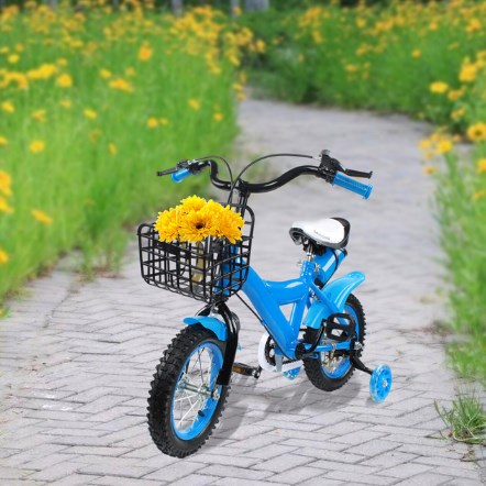Vélo pour enfant 12 pouces en alliage d'acier au carbone avec frein et roues stabilisatrices pour enfant garçon et fille