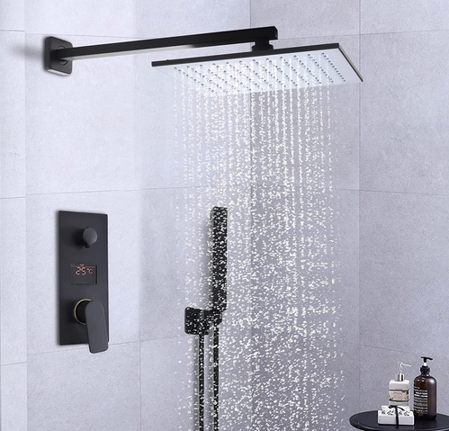 Système de douche LED avec écran numérique Ensemble de douche avec pommeau de douche et pommeau de douche