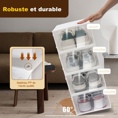 Lot de 24 boîtes à chaussures empilables