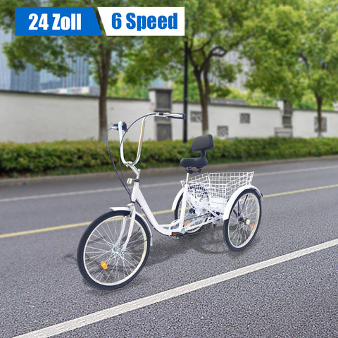 CNCEST Tricycle pour adulte 24" 6 vitesses 3 roues