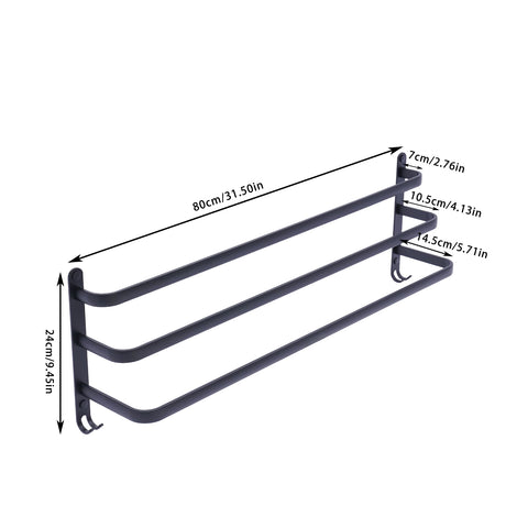 Porte-serviettes mural pour salle de bain, 80cm, porte-serviettes de bain