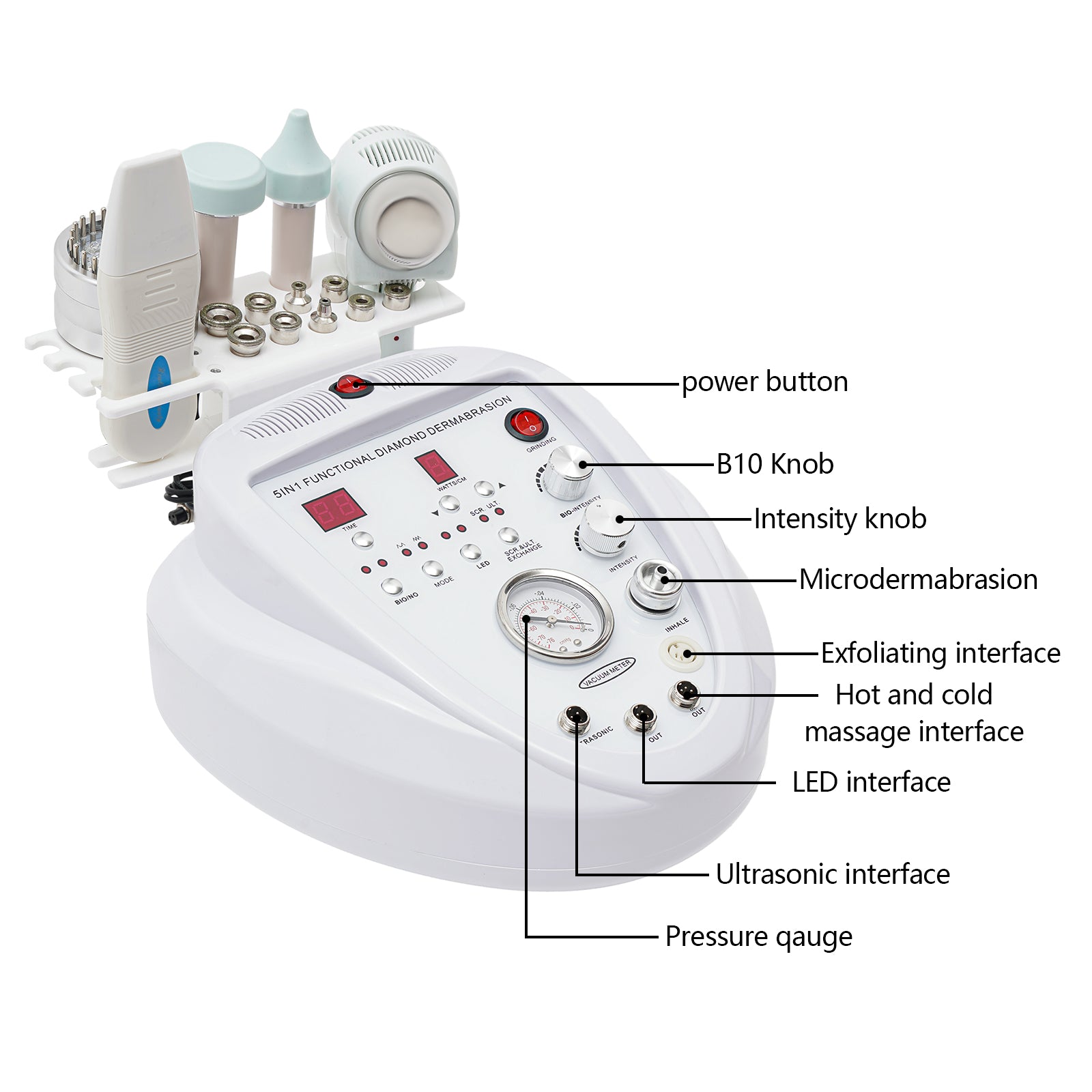 Facial Beauty Instrument 5 en 1 Diamond Dermabrasions