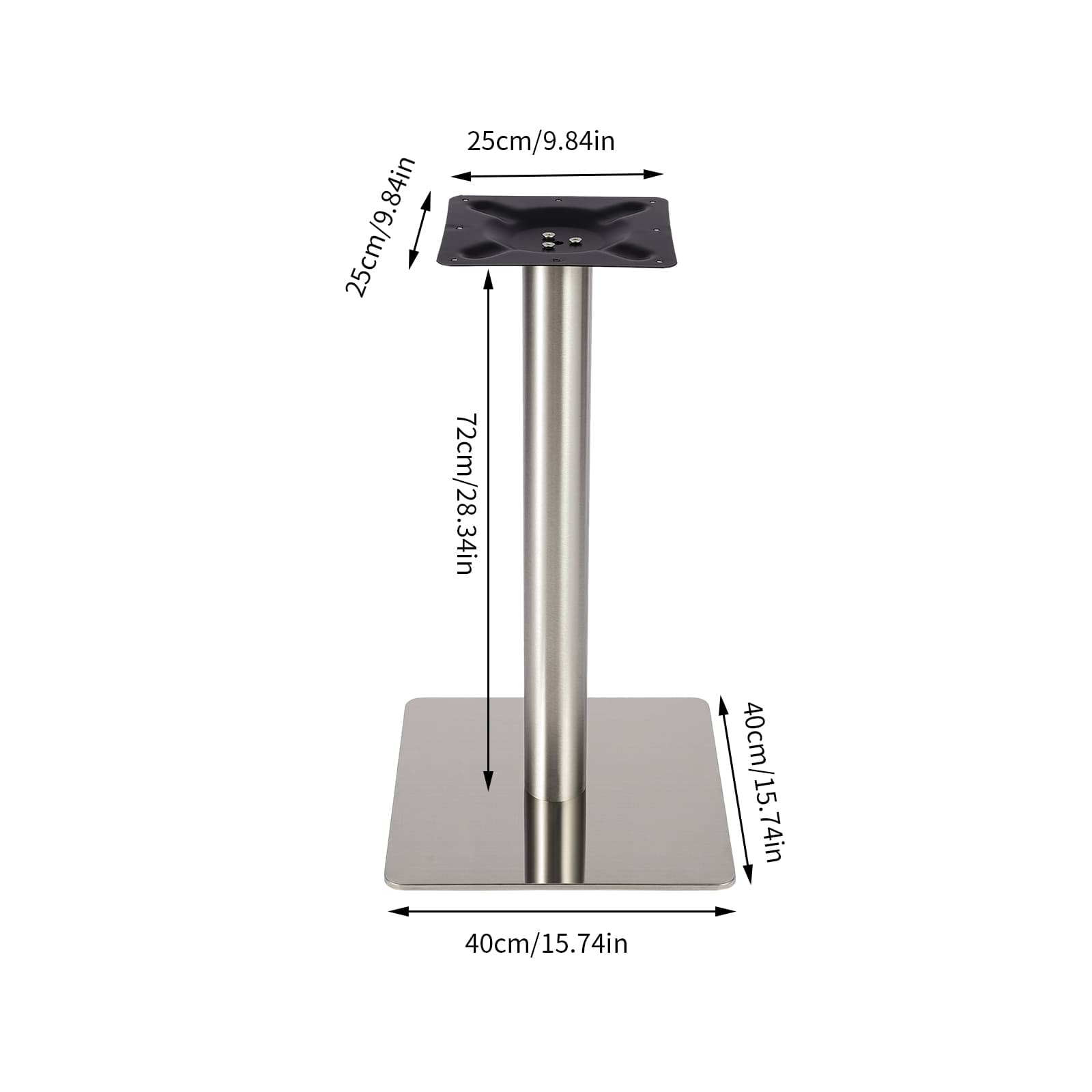 Pieds de table carrés en acier inoxydable 72 cm