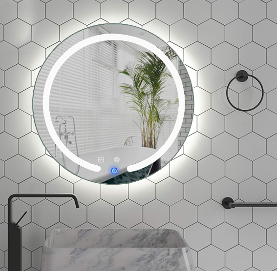 20 " Miroir de Salle de Bain et de Maquillage à LED Rond à éclairage Miroir Mural avec capteur Tactile