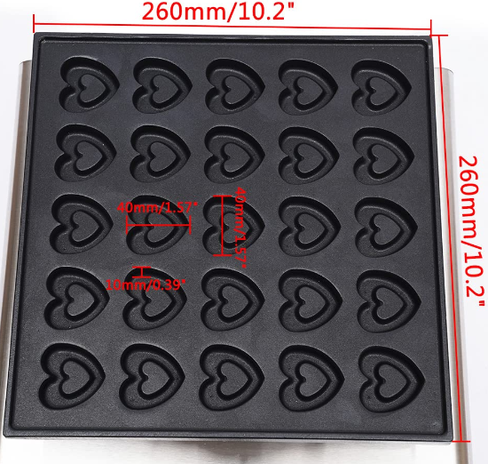 Gaufrier professionnel en acier inoxydable - 0,85 kW - Avec revêtement anti-adhésif - 25 pièces - Mini machine à crêpes électrique