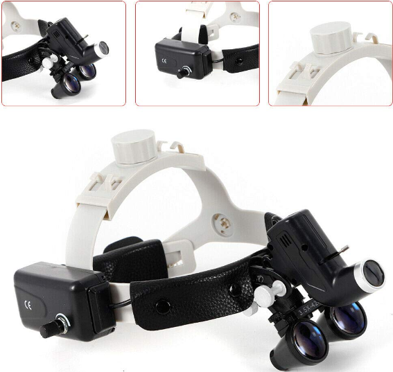 3,5X420mm LED Binoculaire dentaire Loupes chirurgicales Dentisterie Loupes frontales Lampe de tête