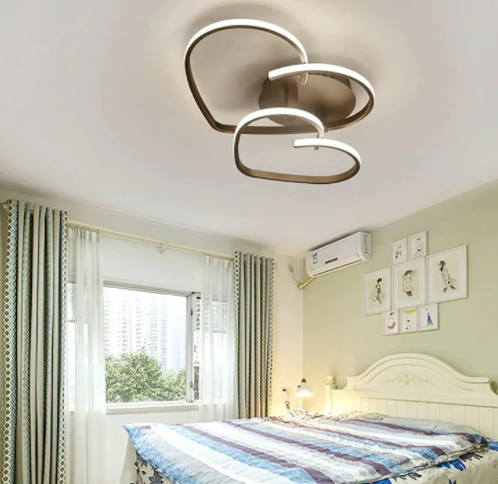 LED Moderne Plafonnier Réglable en continu Design en forme de cœur avec télécommande Lampe de chambre à coucher