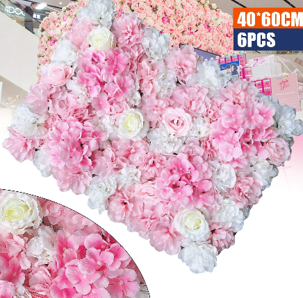 CNCEST 6 x 40 x 60 cm - Mur de roses artificielles - Pour décoration de mariage - Fond de rue - Mur de fleurs en soie (dahlias blanc)