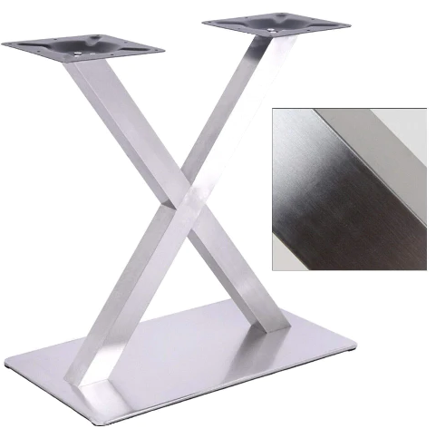 Lot de 2 pieds de table en acier inoxydable en forme de X - 72 cm