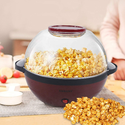 Machine à pop-corn 5 litres pour la maison - Plaque de sablage amovible avec revêtement anti-adhésif - Facile à nettoyer.