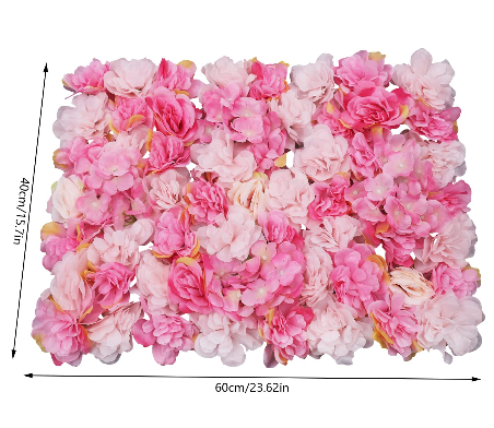 Lot de 6 murs de fleurs artificielles en soie pour décoration de mariage, fête de jardin, bricolage (rose foncé, 60 x 40 cm)