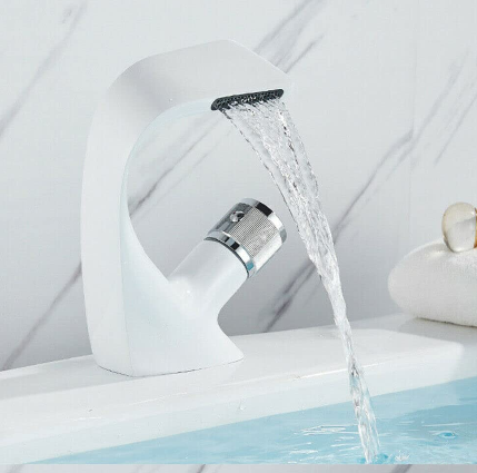 Robinet de lavabo cascade - Mitigeur monocommande - Chauffage instantané - Avec tuyaux d'eau chaude et froide