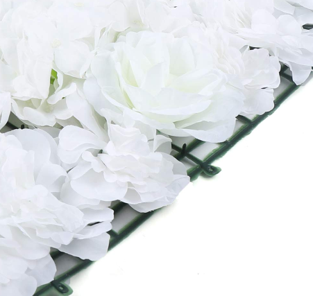 Lot de 15 murs de fleurs artificielles pour décoration de mariage, de rue, d'hortensia, blanc, 60 cm x 40 cm