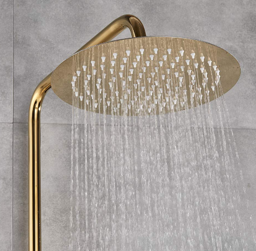 Morden Système de douche à effet pluie avec douchette réglable en hauteur pour salle de bain Doré 20 cm