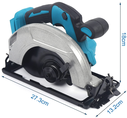 Scie circulaire portative sans fil 18 V - 45 degrés - 4500 tr/min - Puissance de couple : 27,3 x 13,2 x 18 cm