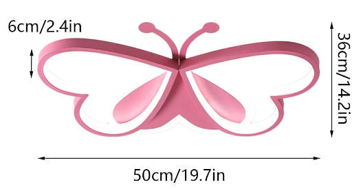 Plafonniers - 90 W - Motif papillon rose - Lampe pour chambre à coucher, chambre d'enfant, restaurant (intensité variable)