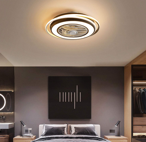 Ventilateur de plafond avec éclairage LED et télécommande - 3 types de couleurs d'éclairage - Éclairage semi-encastré