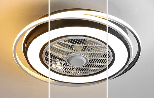 Ventilateur de plafond avec éclairage LED et télécommande - 3 types de couleurs d'éclairage - Éclairage semi-encastré