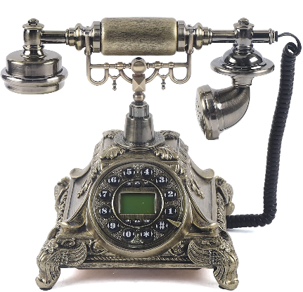 Téléphone à touches vintage nostalgique marron vieilli téléphone fixe décoratif, taille 25,5 x 17,5 x 20,5 cm (marron foncé)