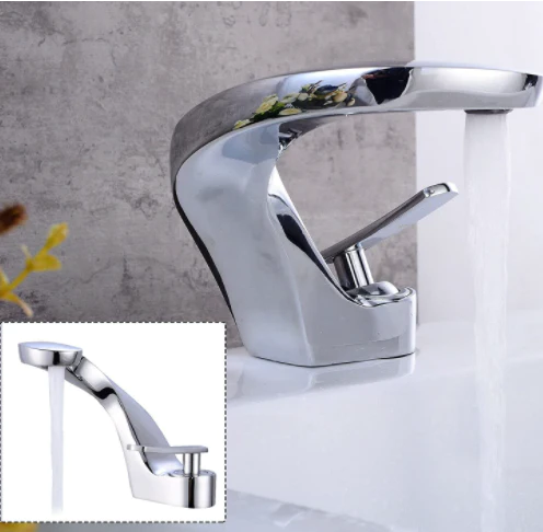 Robinet Salle de Bain Cascade Mitigeur de Lavabo en Laiton Chromé Robinet  de Lavabo à Deux Voies Design Moderne