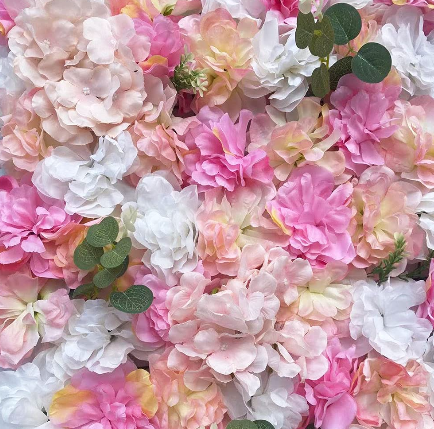 CNCEST 6 Pièces de Mur de Fleurs de Plantes Rose Violet Dahlia + Hortensia + Bricolage Fond de Route de Mariage