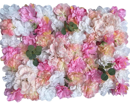 CNCEST 6 Pièces de Mur de Fleurs de Plantes Rose Violet Dahlia + Hortensia + Bricolage Fond de Route de Mariage