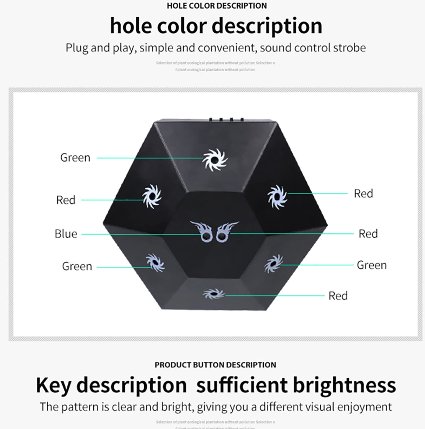 CNCEST Lampe de fête stroboscopique sans fil - 8 yeux - LED - Avec contrôle du son et télécommande - 8 motifs différents