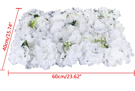 CNCEST 12 x mur de fleurs artificielles pour décoration de mariage, fête (blanc)