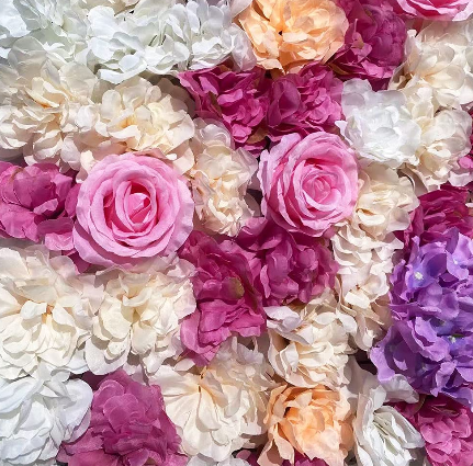 CNCEST Mur de fleurs artificielles - Panneau décoratif - Fleur de soie pour jardin - Décoration murale de mariage - 12 pièces