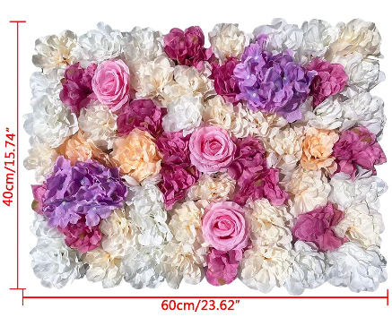 CNCEST Mur de fleurs artificielles - Panneau décoratif - Fleur de soie pour jardin - Décoration murale de mariage - 12 pièces