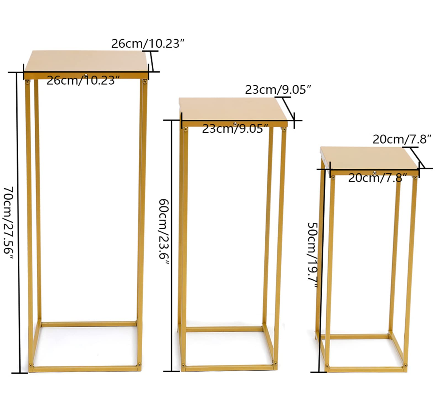 CNCEST Lot de 3 étagères à fleurs amovibles en métal doré - Pour décoration de la maison ou de mariage