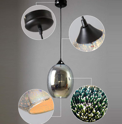 22 * 32 cm Moderne 3D verre lampe suspendue décoration de Noël feu d'artifice lampe de plafond