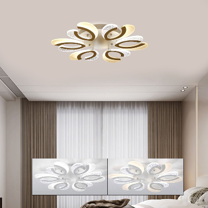 Lampe LED moderne à 6 bras en forme de fleur, éclairage LED à intensité variable en acrylique (72 W)