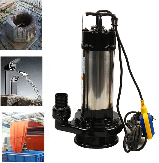 Pompe submersible pour eaux usées - 1500 W - En acier inoxydable - 6 m de câble d'alimentation avec flotteur