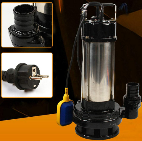Pompe submersible pour eaux usées - 1500 W - En acier inoxydable - 6 m de câble d'alimentation avec flotteur