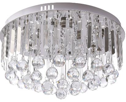 Plafonnier Cristal 48CM Clair Moderne LED Lustre en Cristal Rond Lustre Lampe à Suspension