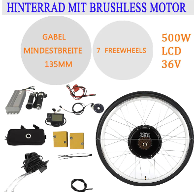 36V 500W 28" Moteur arrière LCD E-Bike Vélo électrique Kit de conversion