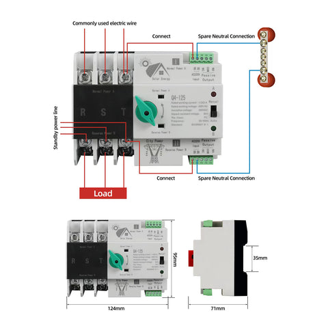 Dual Power Interrupteur de transfert automatique AC 400 V 3P 100 A PC