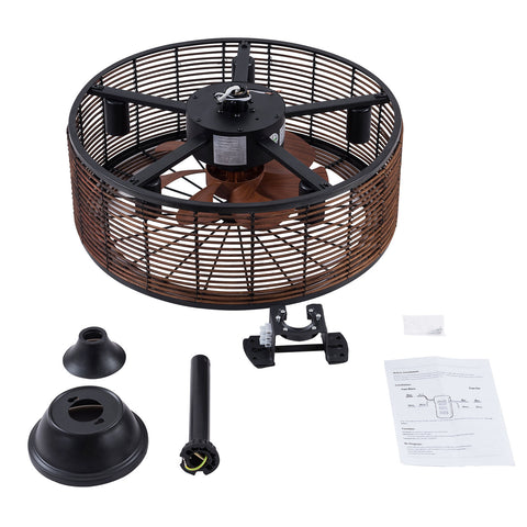 Lustre ventilateur 18,5 pouces E27x4 Ventilateur de plafond