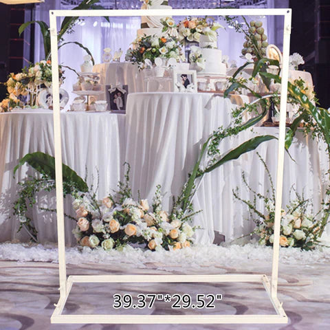 1 x 0,75 m support de fleurs en arche de fer carré d'entrée de ballon décoratif pour fête de mariage, fête prénuptiale, événements