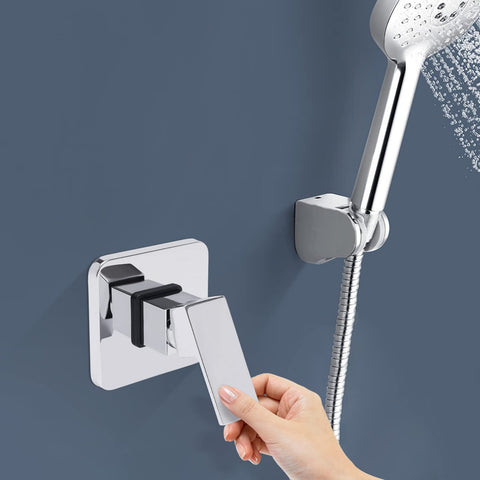 Robinet de douche monofonction argenté avec robinet de douche