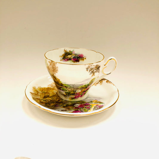 Shelley, Dainty, Begonia, Floral with Blue Trim, Cup, Tea cup, Teacup, –  Ibon Antiques