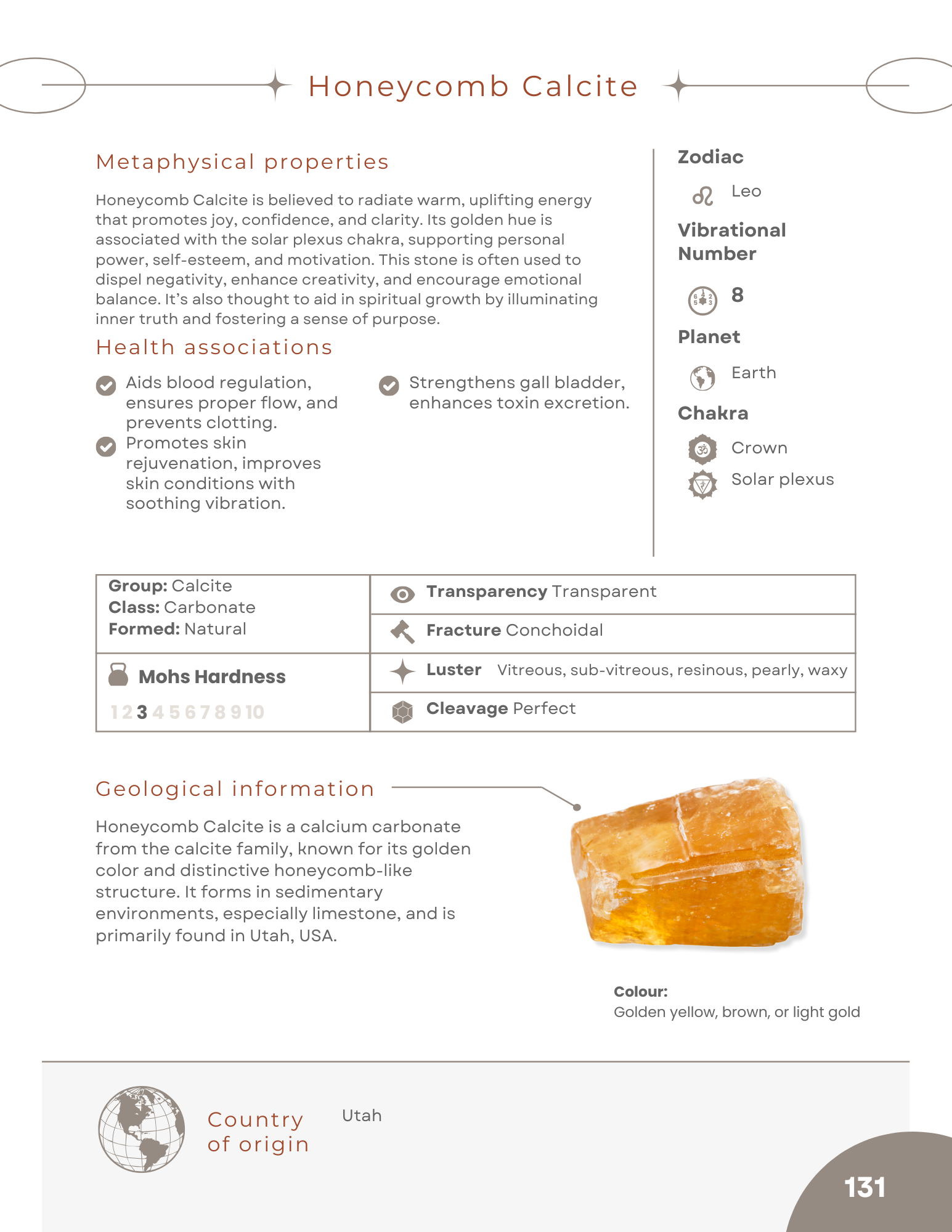 Honeycomb Calcite Information Sheet