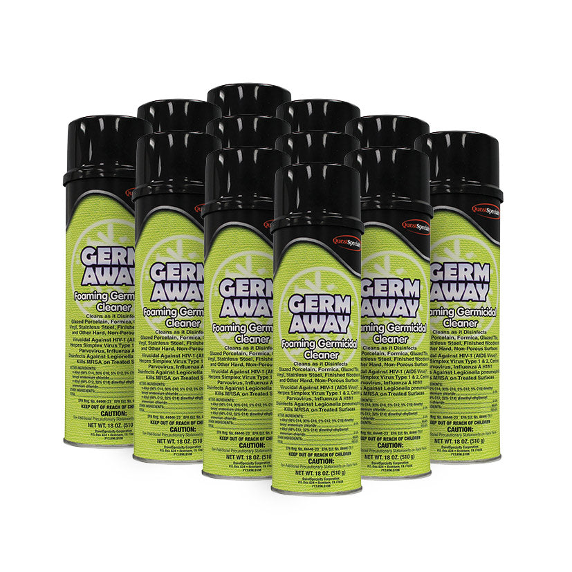 Hospeco® Germ Away Foaming Germicidal Disinfectant Cleaner (18 oz Aerosol Cans) - Case of 12 - CleanFreak.com product image