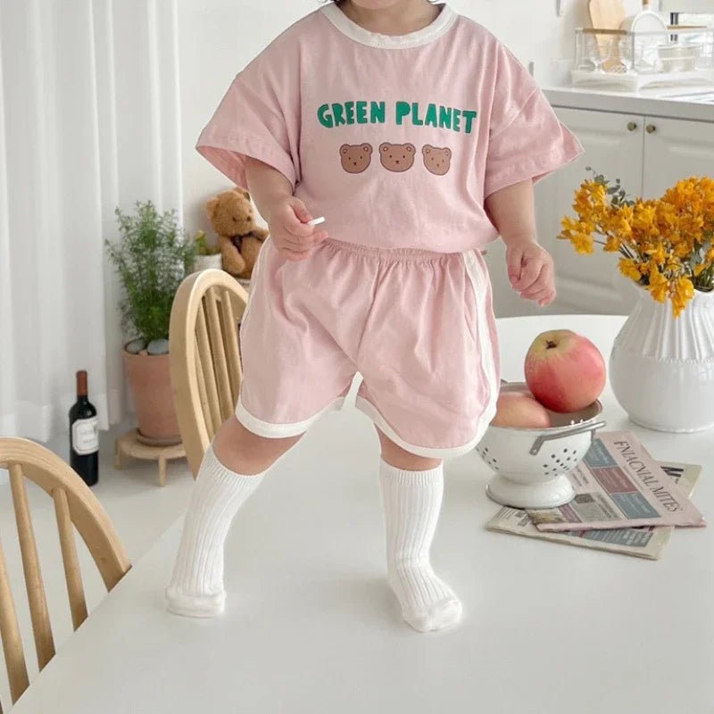 Product image for 2pcs set T-shirts and Pants for Children Green Planet multivariant