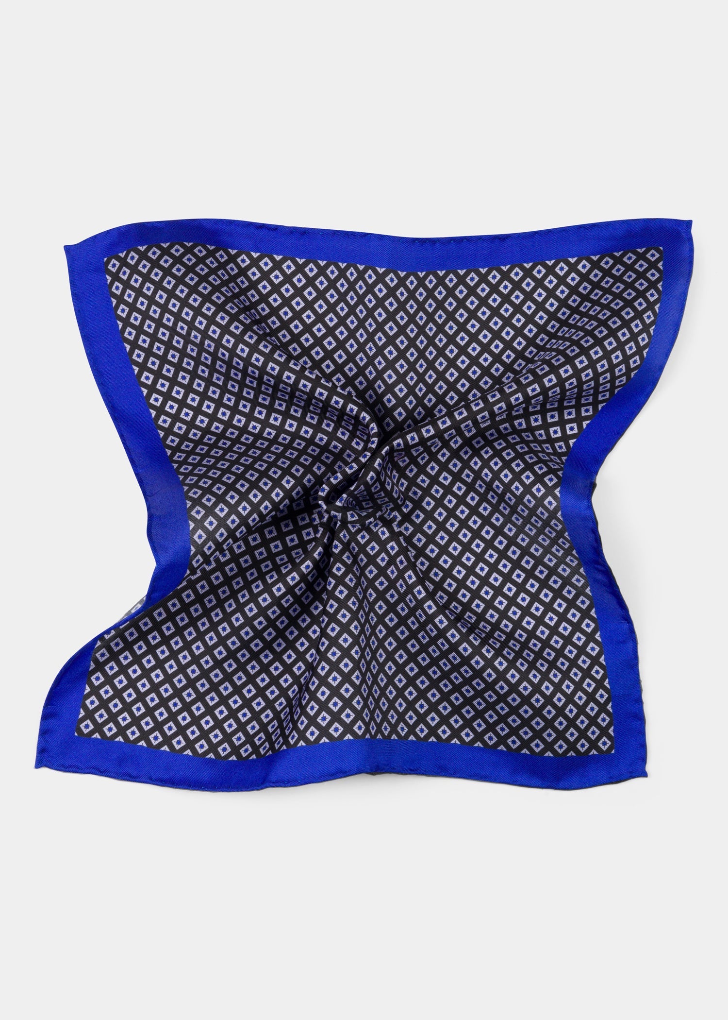 1980s Samir Electric Blue Lurex + Black Lace Handkerchief Hem