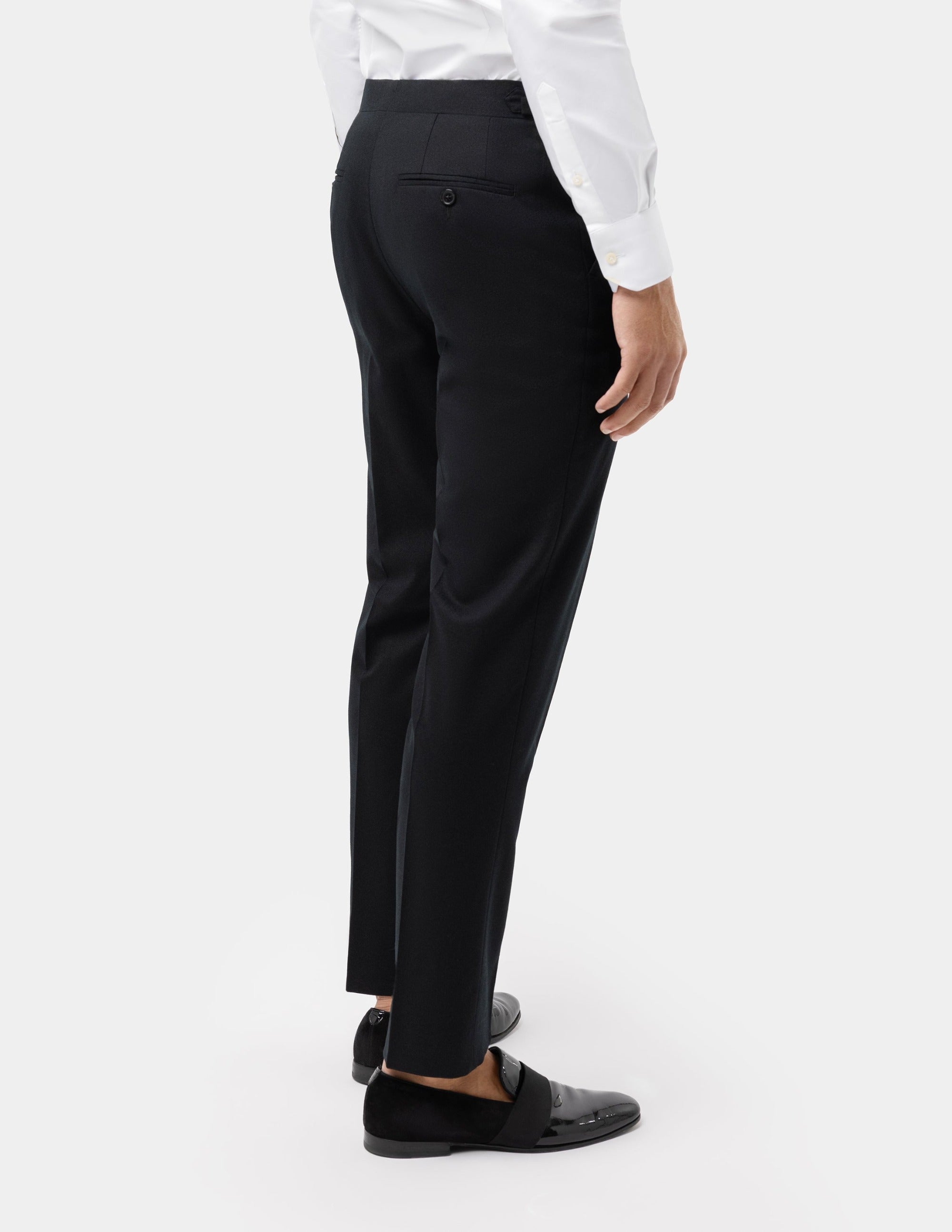 Black White Stripes Wool Trousers