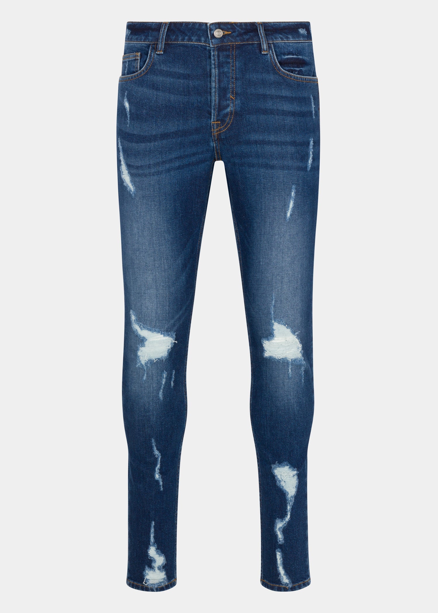 Distressed Blue Skinny Fit Jeans