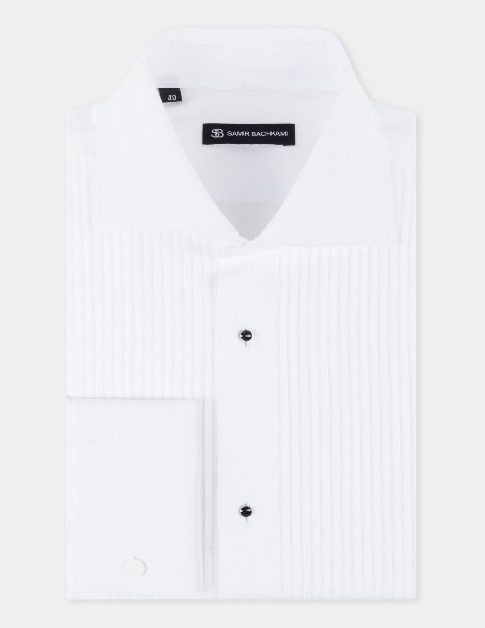 White Slim Fit Tuxedo Shirt - Samir Bachkami product image